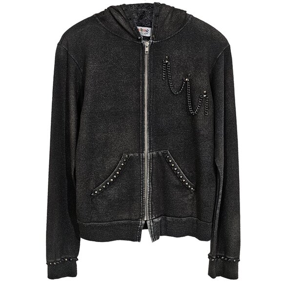 Shimmering Chains Girl's Sparkly Gray Hoodie - Picture 2 of 7